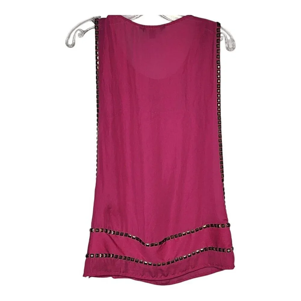 Rock & Republic Top Womens XS Pink Layered Sleeveless Tank Studs 2 Piece Tunic